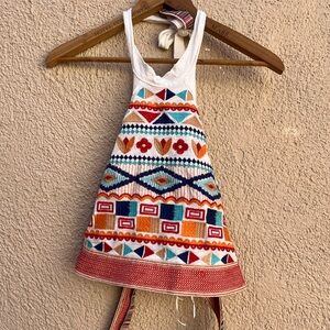 Altar’s State colorful boho embroidered halter top